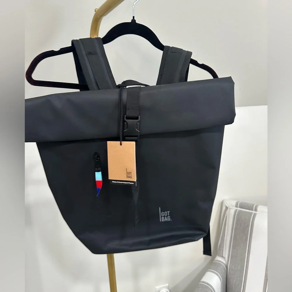 GOT BAG. Black Roll-Top Backpack - Weatherproof Everyday Pack